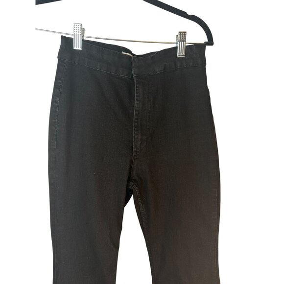 2/$30 Zara Womens Size 6 Jet Black Flare Jeans Cotton Blend - Picture 7 of 13